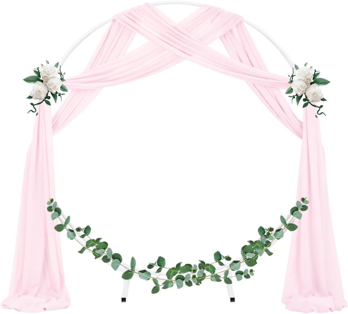 Socomi Wedding Arch Draping Fabric 2 Panels 29" x 19Ft Blush Pink Sheer Chiffon Curtain Drapes 6 Yards for Wedding Ceremony Birthday Party Decoration