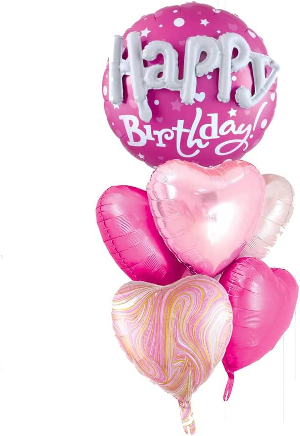 36inch Hot Pink Happy Birthday Foil Balloons Decorations for Birthday Party Decorations Princess Girl Birthday