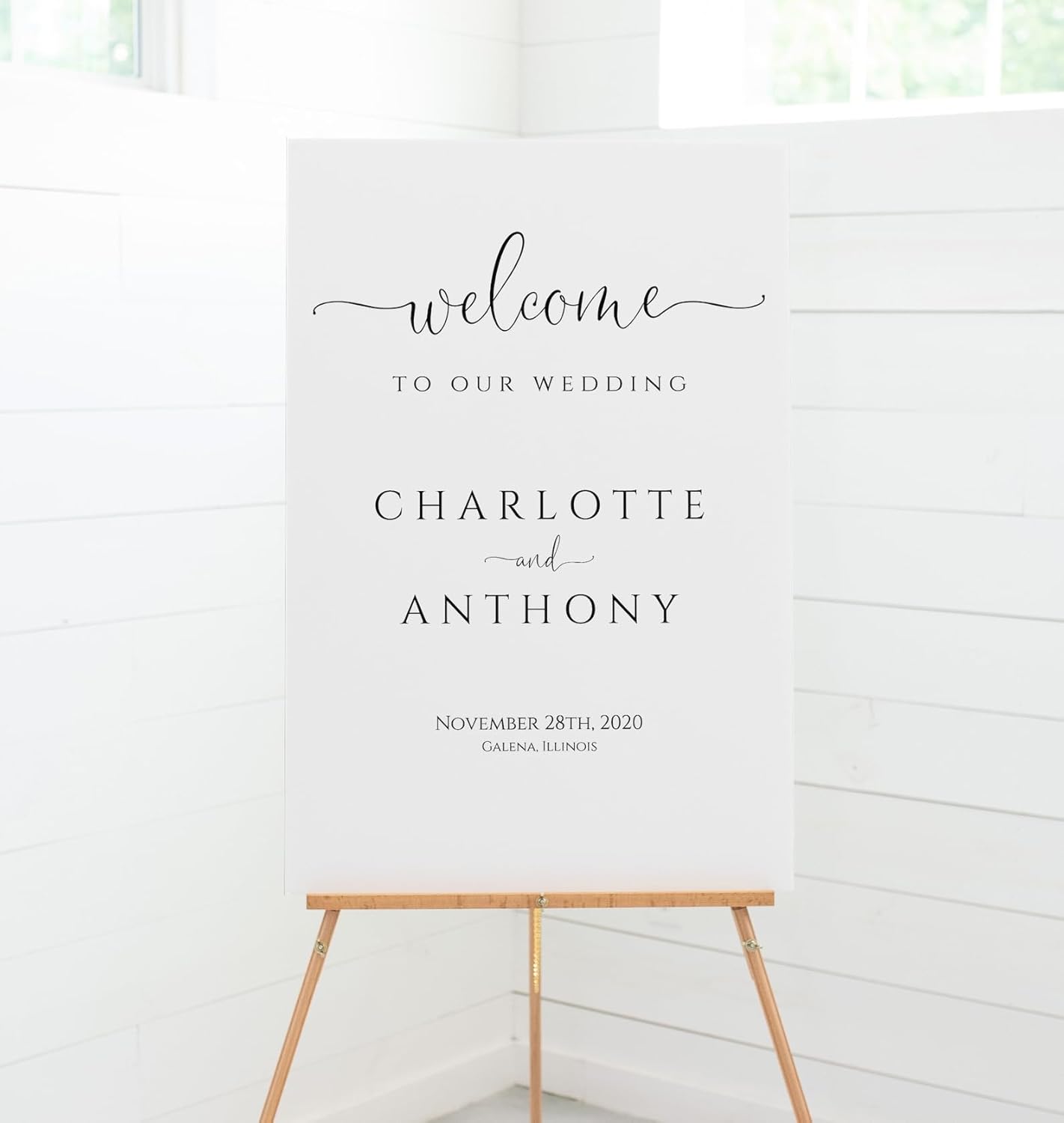 Wedding Welcome Sign, Welcome To Our Wedding Sign,12" x 18" (Small), 27" (Medium), 36" (Large), Plastic, Modern, Pole Mount, Weather