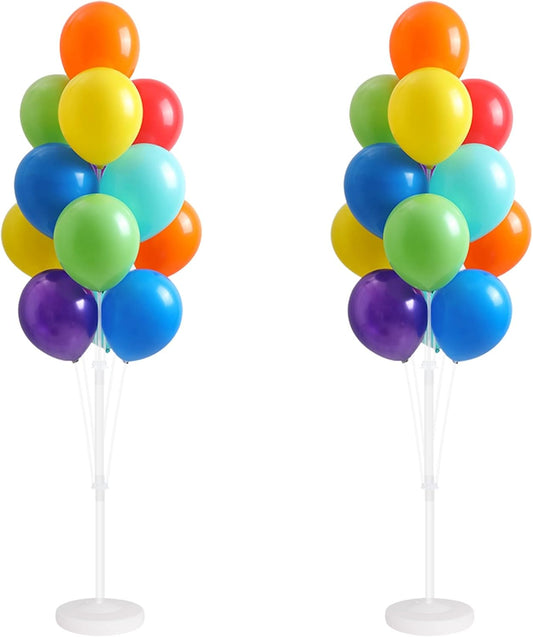 Balloon Column Kit for Floor - Set of 2, Balloon Tower Backdrop Decoration with Stand, Base and Pole for Wedding, Baby Shower, Birthday Party, or Bachelorette Parties (Multicolor)