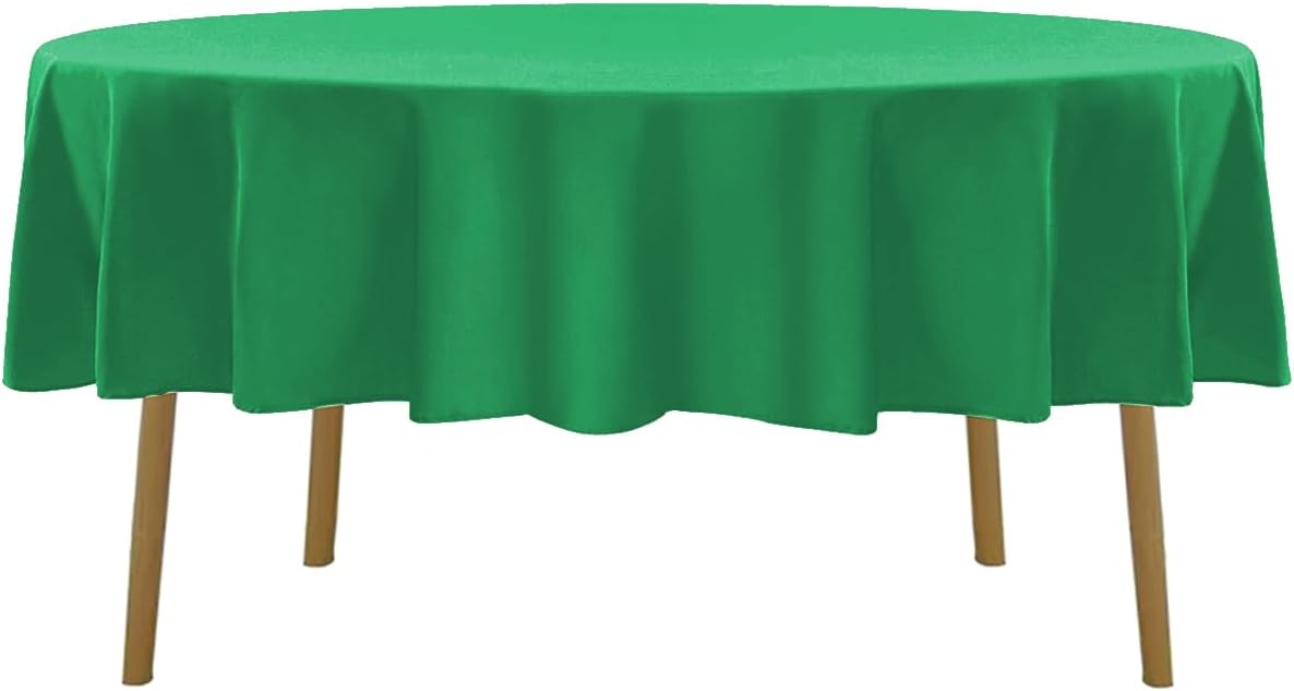 90 inch Round Tablecloth Washable Polyester Table Cloth Decorative Table Cover for Wedding Party Dining Banquet（90 inch,Emerald）