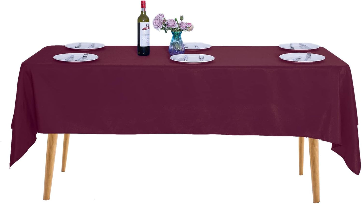 Ascoza 2pack 60x120 Inch Burgundy Rectangular Tablecloth 6 Feet Table Cloth in Polyester Fabric for Wedding/Banquet/Restaurant/Parties