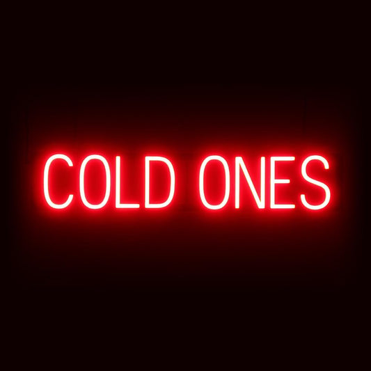 SpellBrite COLD ONES Sign | Beer-Related Sign with Neon Look, Red LED Light Source | 33.5" x 6.3"