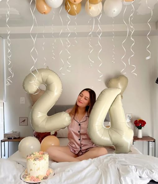 40 Inch Big Cream White Number 2 Balloon Birthday Decoration, Number 2 Helium Balloon 12 20 22 23 24 26 28 32 42 Celebration, Boy Girl Baby Anniversary Party Graduations Supplies Decorations