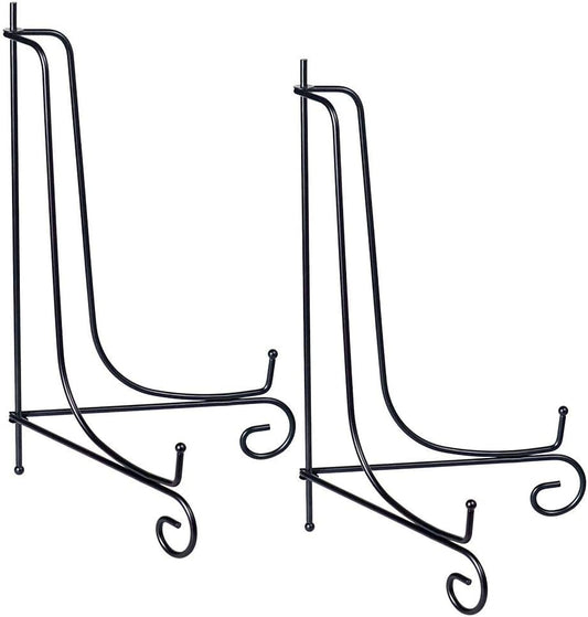 (2 pack)Iron Display Stand Large Black Iron Easel Plate Display Photo Holder Stand, Displays Picture Frames,Decorative Plates, Tablets and Art 17 Inch