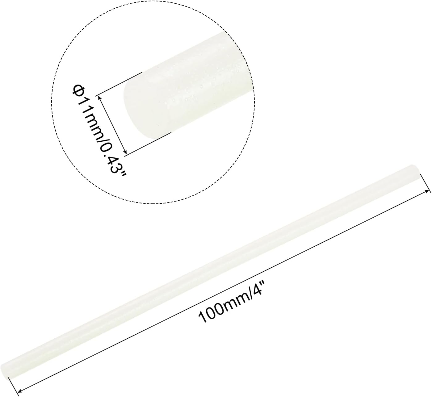 uxcell 20pcs Hot Glue Sticks for Glue Gun 11mm/0.43-inch x 4-inch Mini Hot Melt Adhesive Glue Stick Glitter White