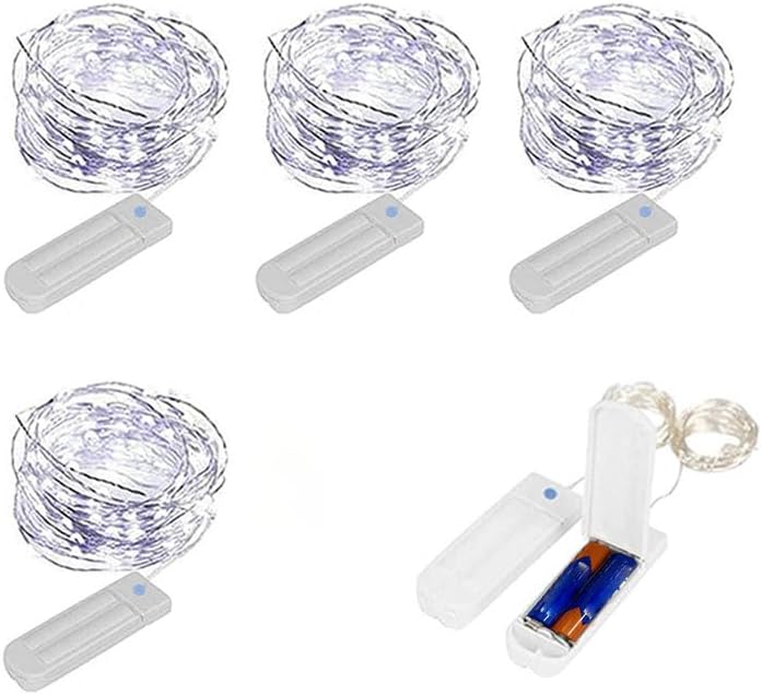 ZNYCYE 50 LED Fairy Lights with Timer, 8.2Ft 8 Modes Battery Operated, 4 Pack Mini Led String Lights for DIY Wedding Bedroom Mason Jar Vases Table Party Christmas Decoration (Cool White)