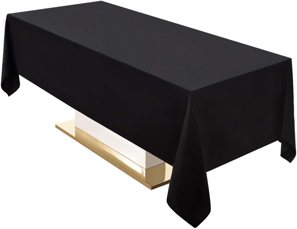 Surmente Black Tablecloth 60 x 102-inch Rectangular Polyester Table Cloth for Weddings, Banquets, or Restaurants