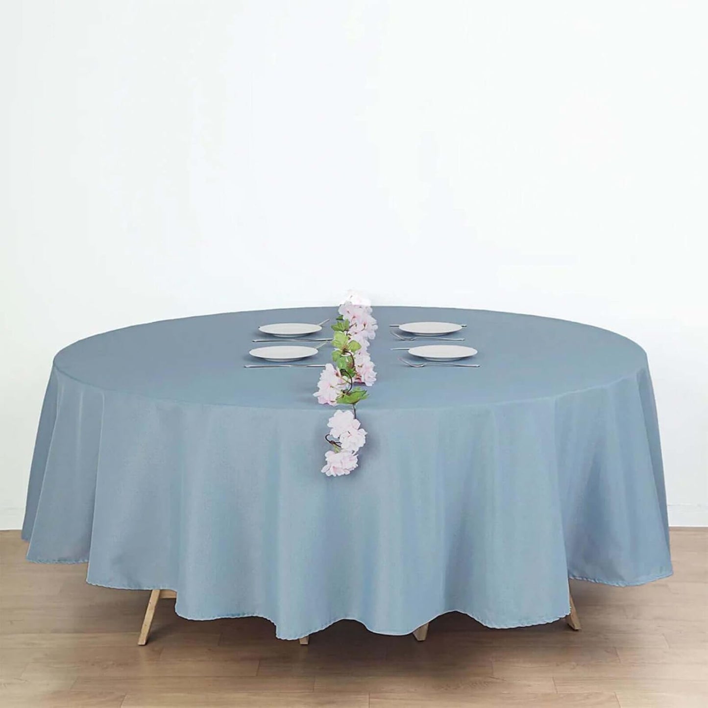 Efavormart Round Tablecloth, 90 Inch Stain & Wrinkle Resistant Washable Table Cloth, Decorative Polyester Fabric Table Cover for Banquet, Wedding, Dining- Dusty Blue