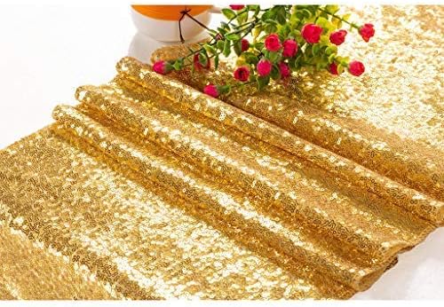 Eternal Beauty Gold Table Runner for Wedding, 2PCS-12x108 Sequin Table Runner Decorations for Birthday Parties, Banquets, Graduations,Christmas
