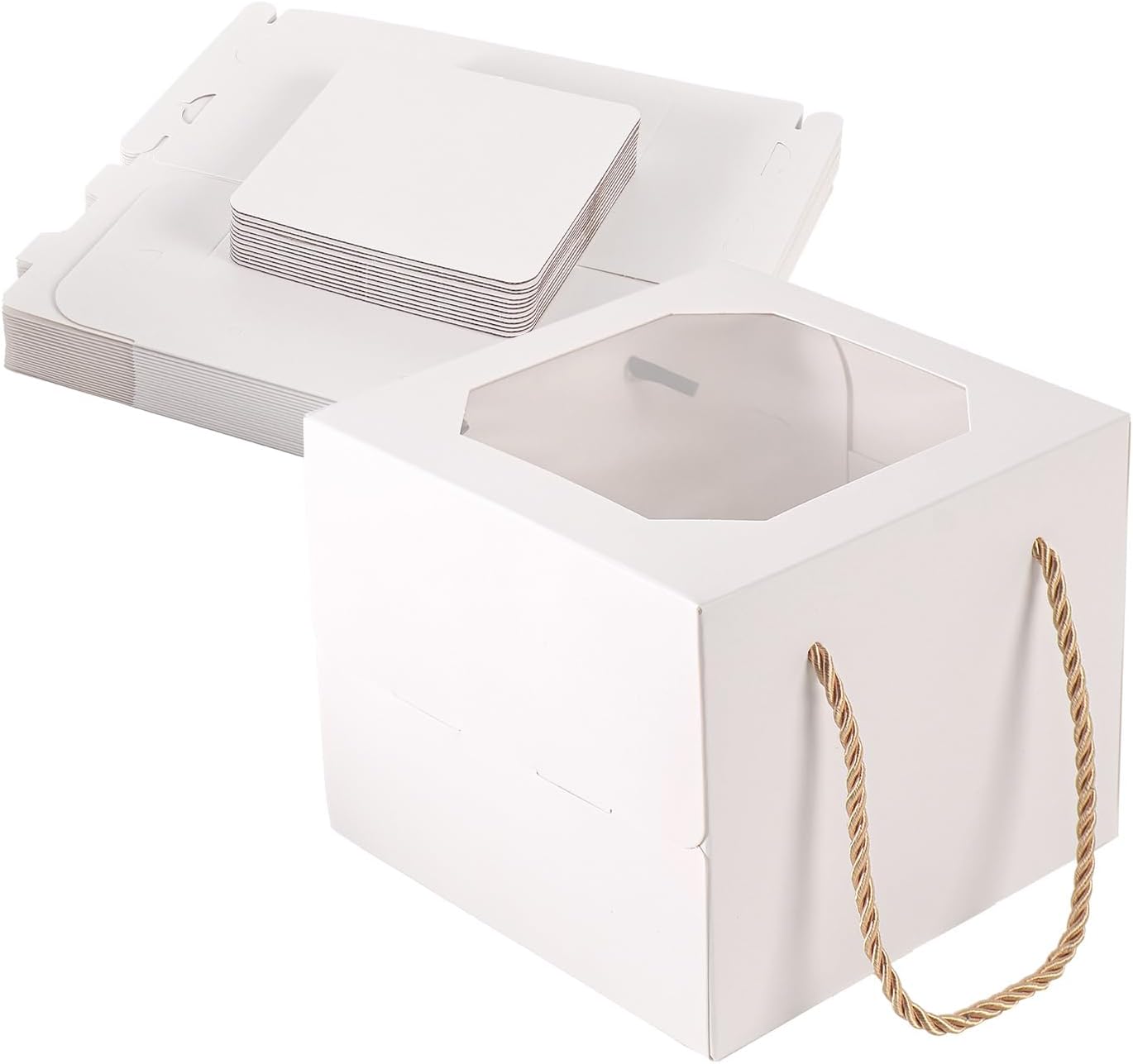 30 pcs 6x6x5 Inch Small Cake Box with Window, 6 inch cake box,Bakery Pastry Cookie Boxes,disposable cake containers, Mini Pie for Pastry,Dessert,Strawberries,Chocolates, Cupcakes