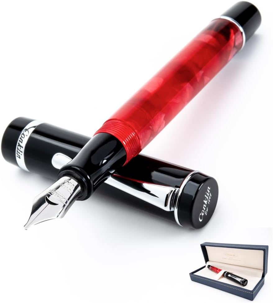 Conklin Duragraph Fountain Pen Red Nights - Flex Nib, Dynamic Writing Tool with Bold Red Finish