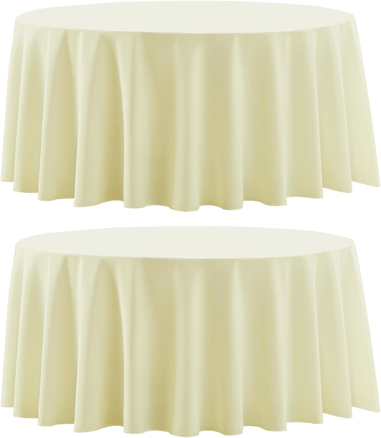 Round Tablecloths 2 Pack 120 Inch Ivory Tablecloth Linen Polyester Table Clothes Cover for Dining Table Banquets Buffet Parties and Wedding