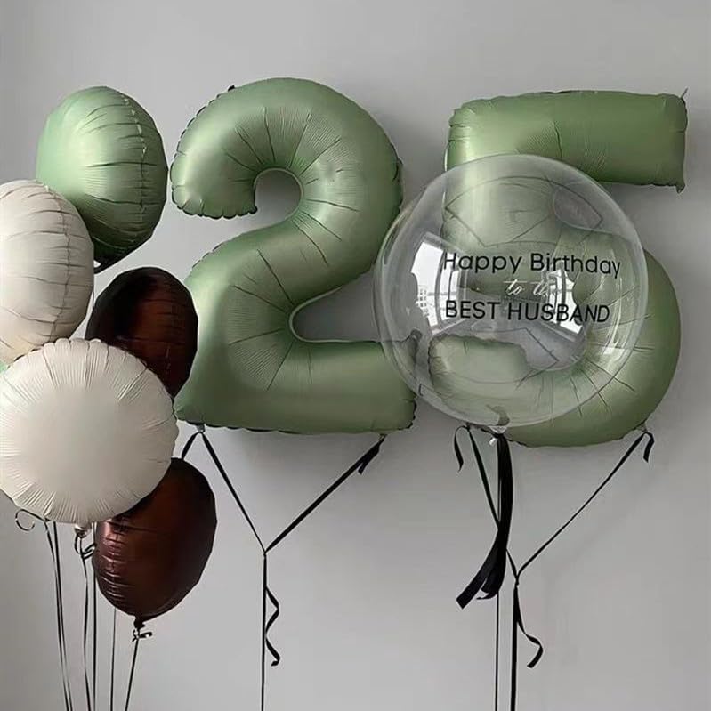 40 inch Olive Green 5 Number Balloons 40 Inch Big Foil Helium Number Balloons 0-9 Jumbo Pastel Pink Digital 5 Happy 5th Mylar Birthday for Girl Anniversary Graduation Princess Party Decoration