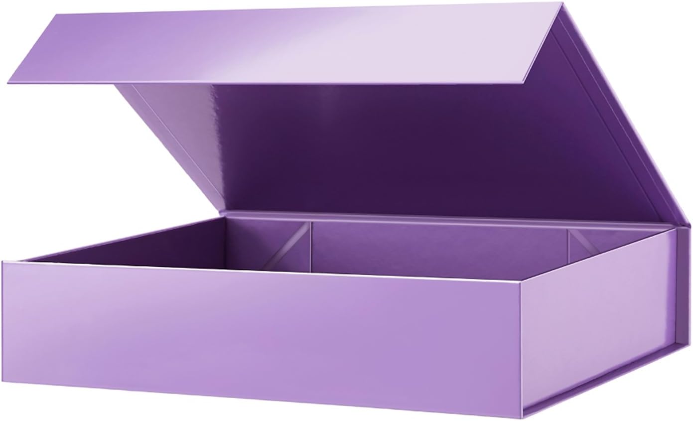 PACKHOME Gift Box 11.5x8x2.5 Inches, Sturdy Shirt Box with Magnetic Lid for Multiple Occasions (Glossy Purple)