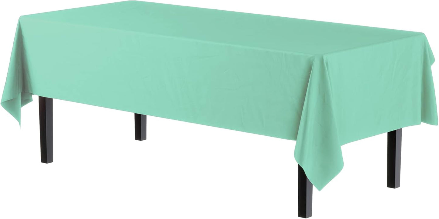 Exquisite 12-Pack Premium Plastic Tablecloth 54in. x 108in. Rectangle Table Cover - Lig...