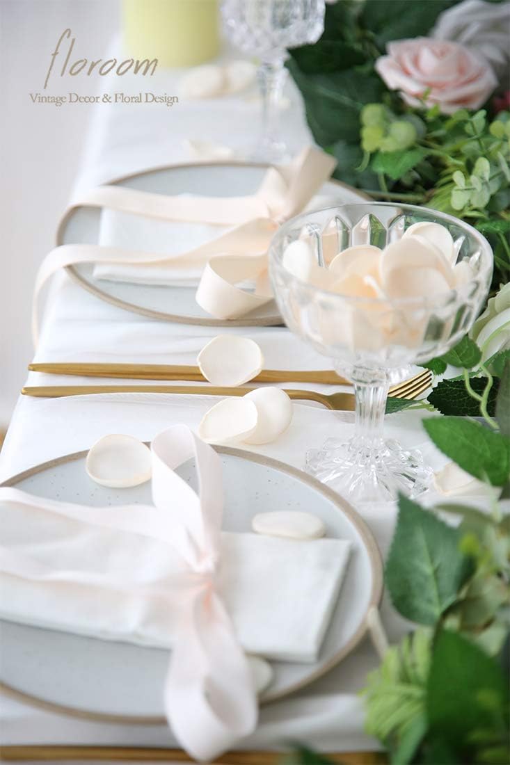 Floroom 300pcs Rose Petals Cream Faux Silk Flower Petals for Wedding Flower Girl Basket Aisle Scatter Dinner Table Centerpieces Party Confetti Bridal Shower Romantic Night Decoration