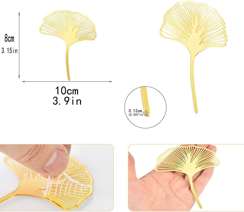 10PCS Acrylic Gold Ginkgo leaf Cake Topper Cake Decoration Baking Accessories Party Supplies Cake Decorating Tools