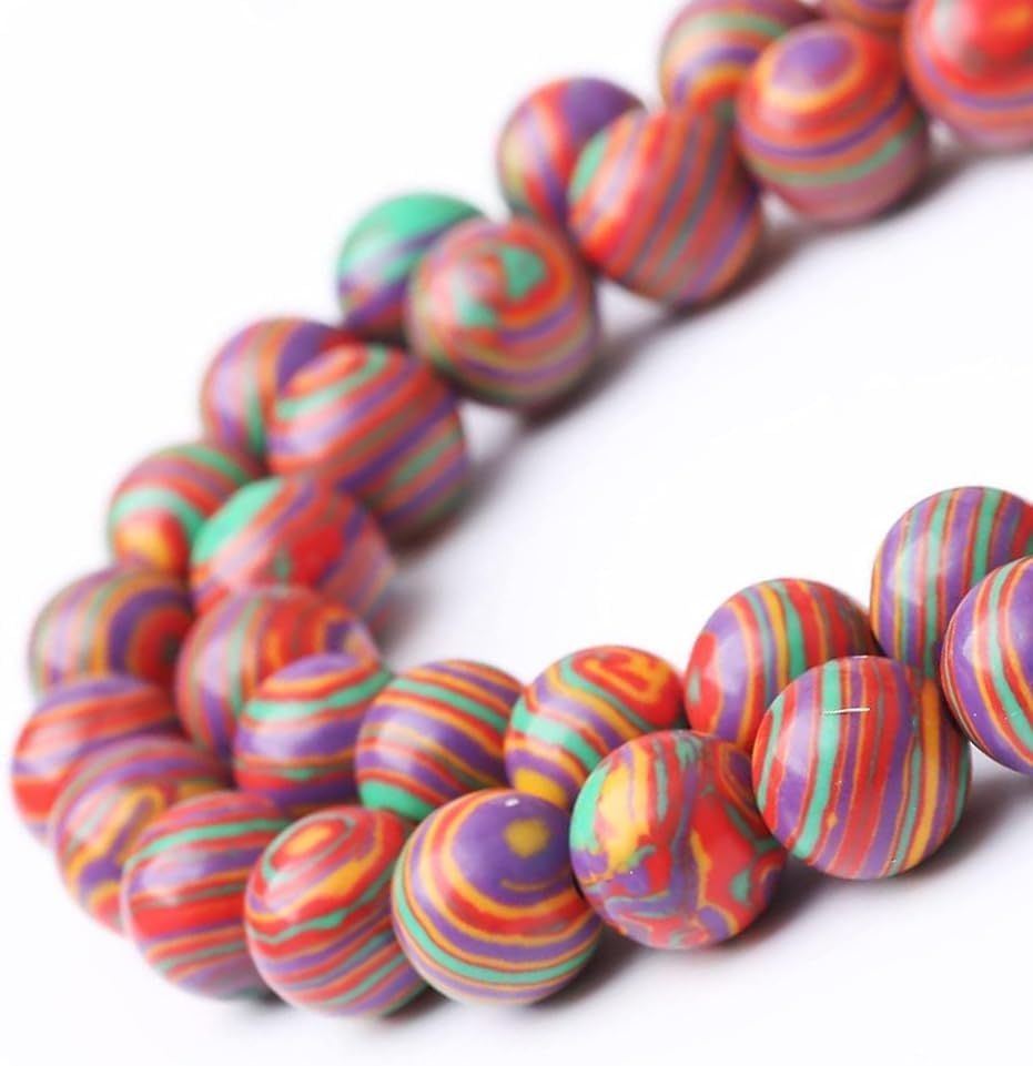 Painted Peacock Turquoise Stone Beads Gemstone Round Crystal Energy Jade Beads Stone Beads for Jewelry Making DIY Bracelet Necklace Jewelry Making 1 Strand 15.5inch 35PCS 10MM