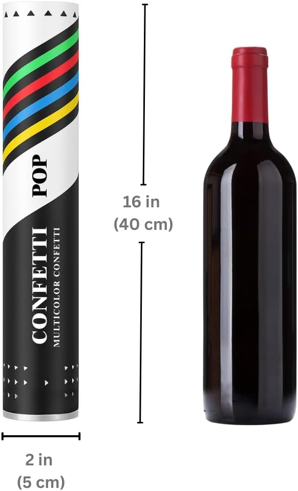 16" Confetti Poppers Cannon - 12pack Extra Large Party Poppers, Confetti Shooters, Multicolor Biodegradable Cannons, Launch 25ft, Loud Pop - Birthdays, Wedding Send Off, New Year's Eve