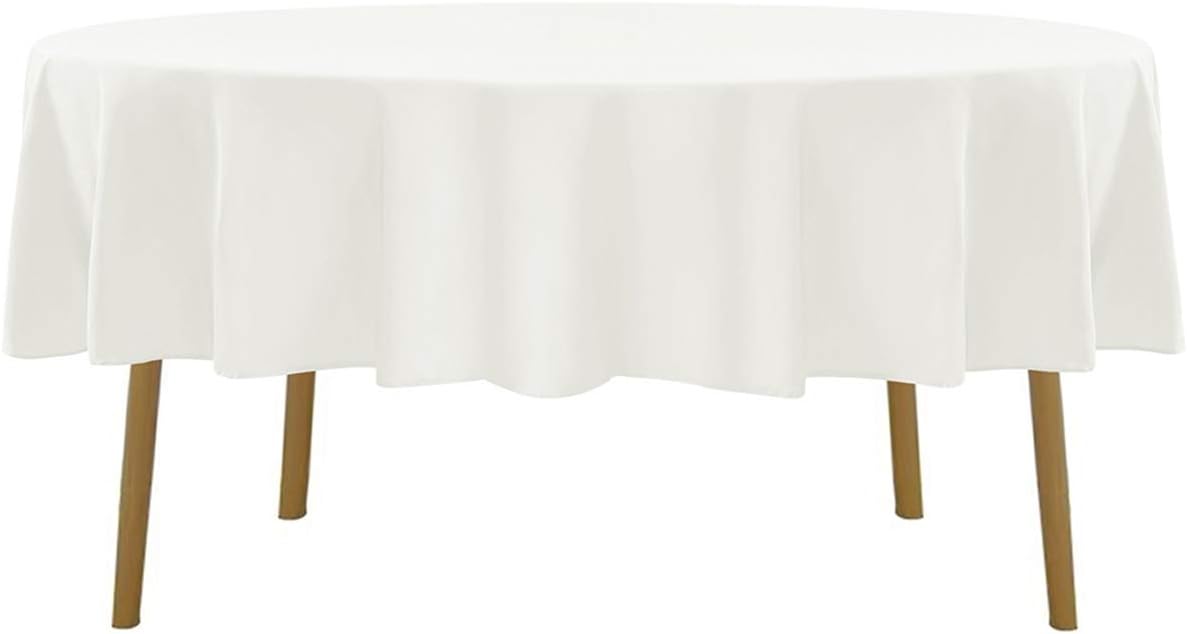60 inch Round Tablecloth Washable Polyester Table Cloth Decorative Table Cover for Wedding Party Dining Banquet（60 inch,Ivory）