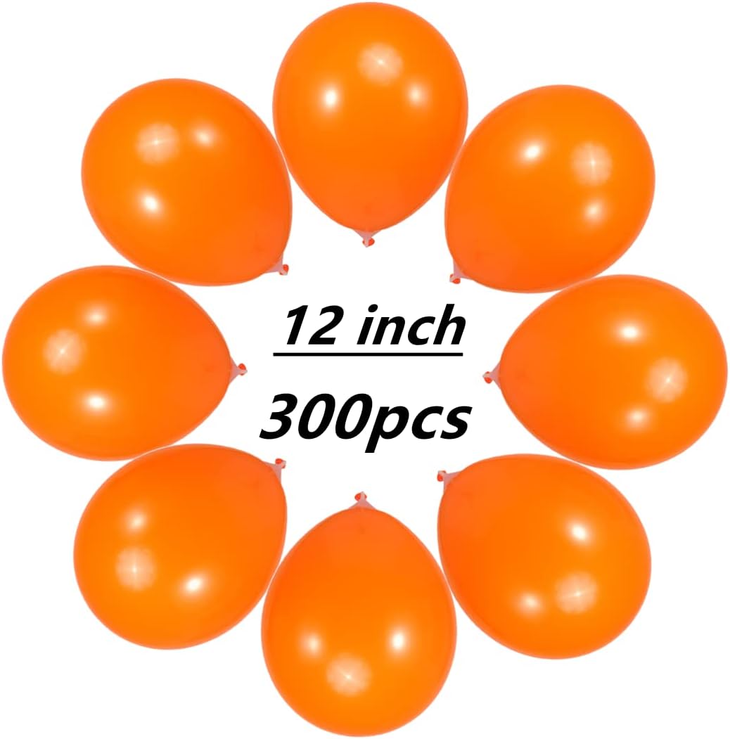 300 Pack Orange Balloons 12 inch Orange Latex Party Balloon Bulk for Various Party Events Decorations