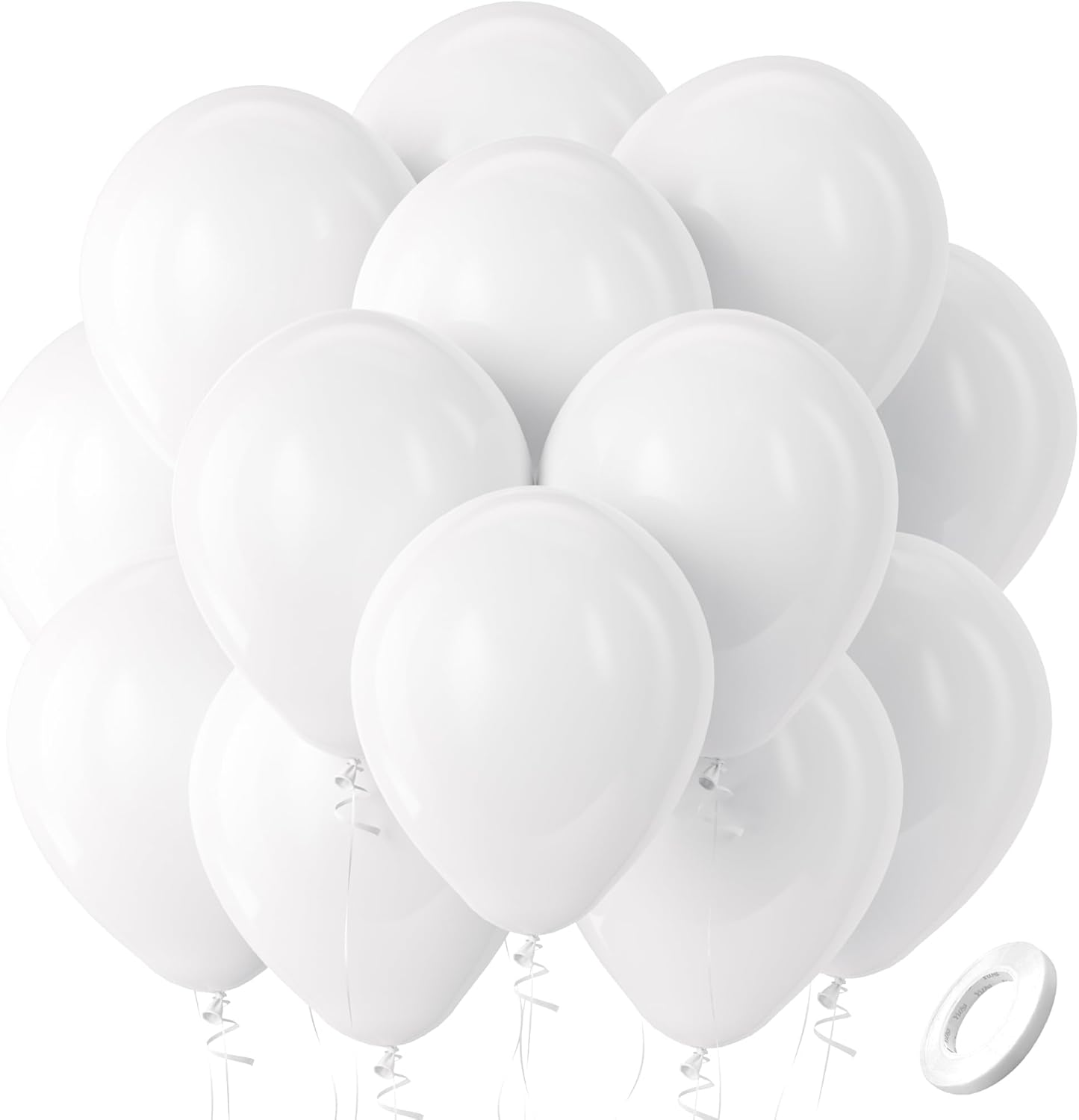 Bezente White Balloons Latex Party Balloons, 100 Pack 12 inch Round Helium Balloons for White Themed Wedding Graduation Birthday Engagement Bridal showe Party Backdrop Decorations