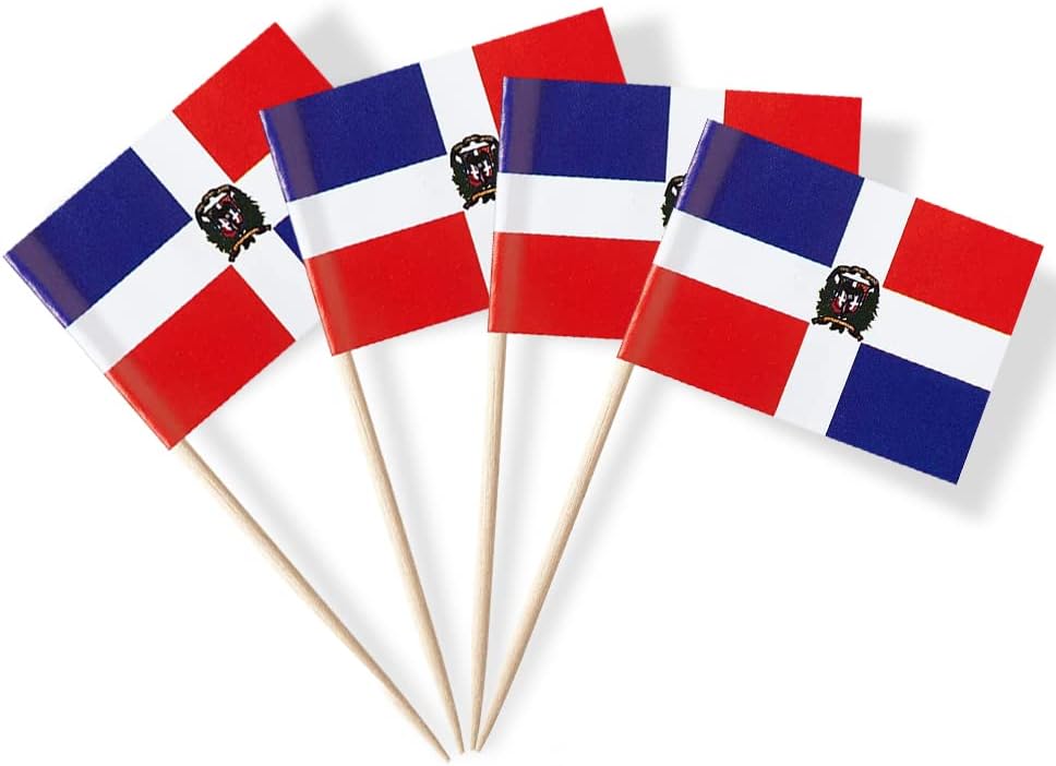Dominica Flag Dominican Republic Flag, Small Mini Dominican Republic Toothpick Flags for Food, Cupcakes, Cocktails, Appetizers, Bar Party Decorations