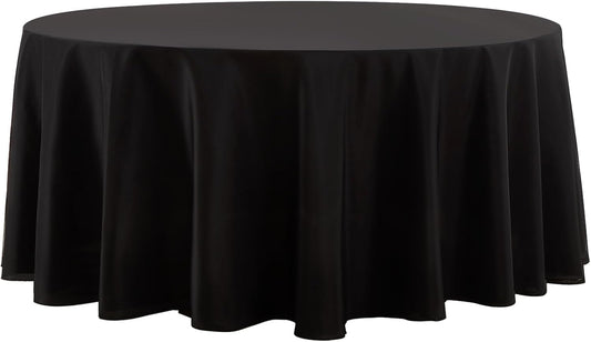 Round Tablecloth 120 Inch Black Tablecloths Washable Decorative Linen Polyester Table Clothes Cover for Dining Table Banquets Buffet Parties and Wedding