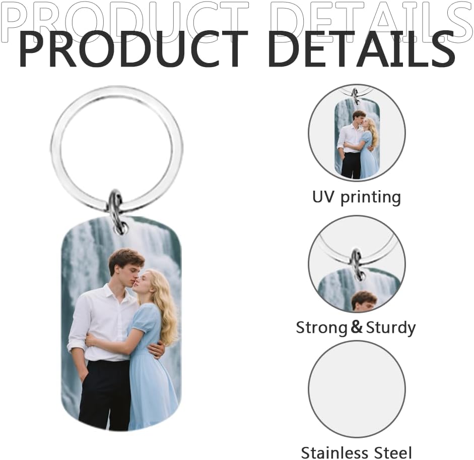 Personalised Keyring with Custom Photo & Text - Gift for Mum, Dad, Him, Her, Grandparents, Family