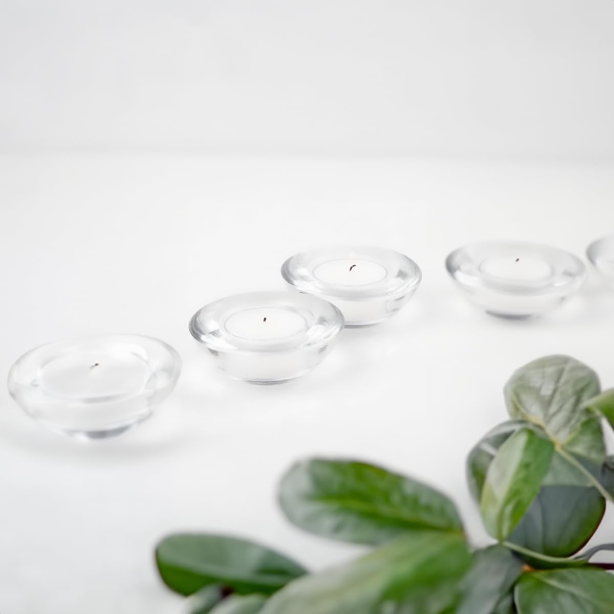 WGV Sturdy Tea Light Votive Candle Holder 3" W, Clear Heavy Thick Chubby Plate Bowl Glass, Small Accent Decor, 1 Pc