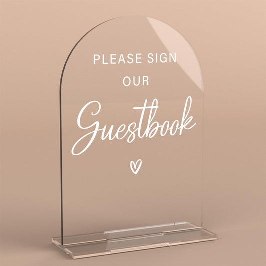 Acrylic Wedding Sign Please Sign Our Guestbook Wedding Signs for Ceremony Modern Calligraphy Arch Acrylic Table Top Sign for Wedding Reception and Event Party Table