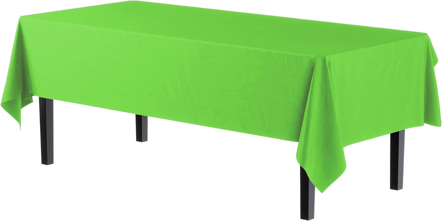 Exquisite 12-Pack Premium Plastic Tablecloth 54in. x 108in. Rectangle Table Cover - Lime Green
