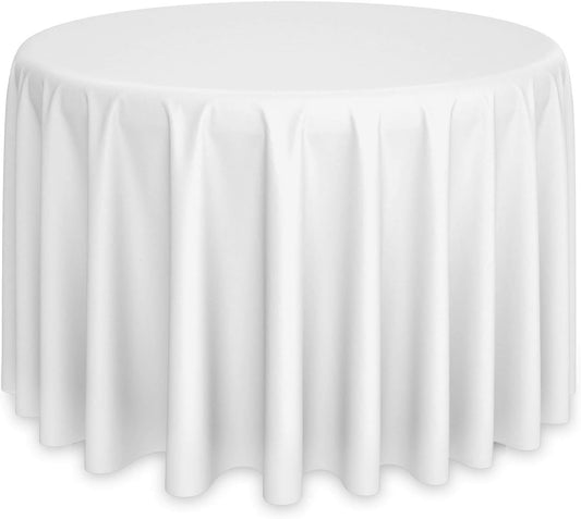 Lann's Linens - 10 Premium 132" Round Tablecloths for Wedding/Banquet/Restaurant - Polyester Fabric Table Cloths - White