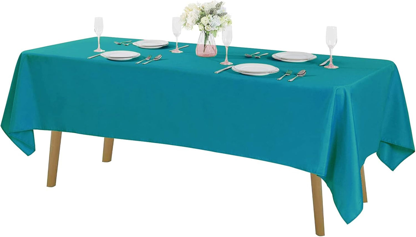 Rectangle Tablecloth 60x120 inch Washable Polyester Fabric Table Cloth for Wedding Party Dining Banquet Decoration（60x120, Caribbean Blue）