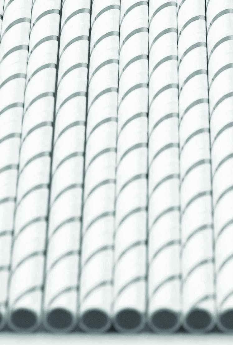 Pack of 150 Silver Foil Stripes Biodegradable 4-Ply Paper Drinking Straws (Compostable, Non-toxic, BPA-free)