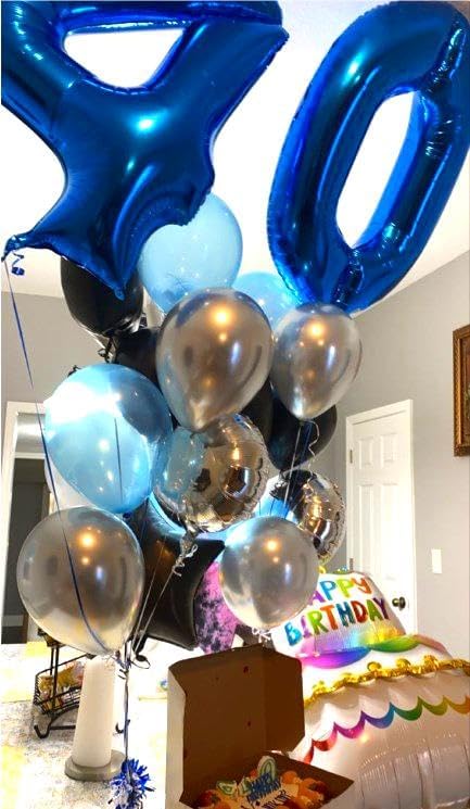 40 Inch Navy Blue Large Number 4 Birthday Balloon, Giant Number Four 14 24 34 40 44 Balloons, Foil Mylar Big Balloons for Anniversary Graduation Supplies Decorations