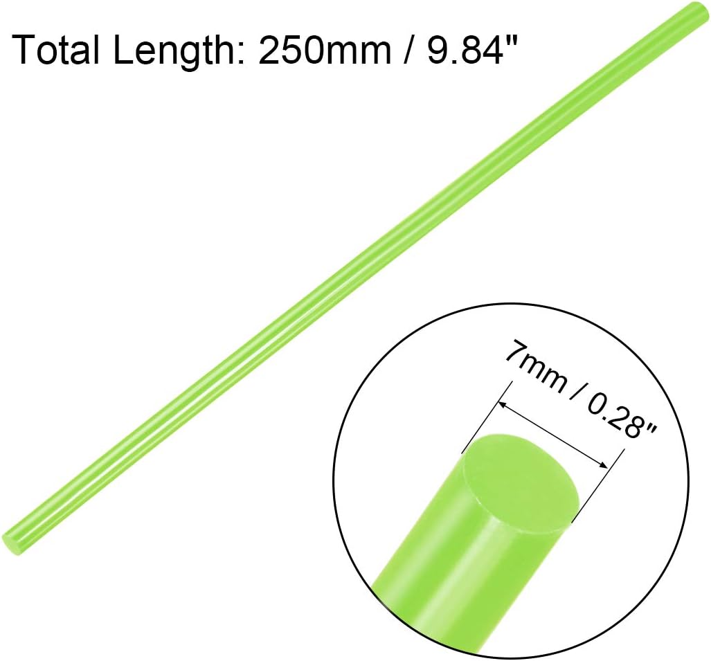uxcell 20pcs Hot Glue Sticks for Glue Gun 7mm/0.28-inch x 10-inch Mini Hot Melt Adhesive Glue Stick Light Green