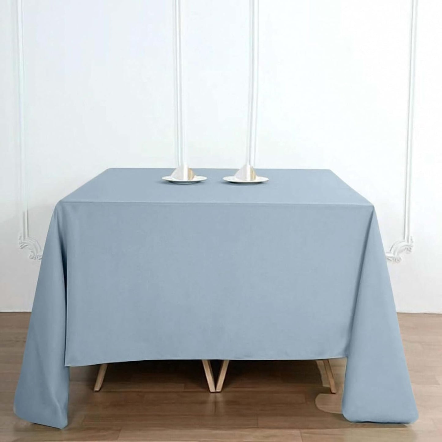 Efavormart 90" Dusty Blue Wholesale Linens Polyester Square Linen Tablecloth for Kitchen Dining Catering Wedding Birthday Party Events
