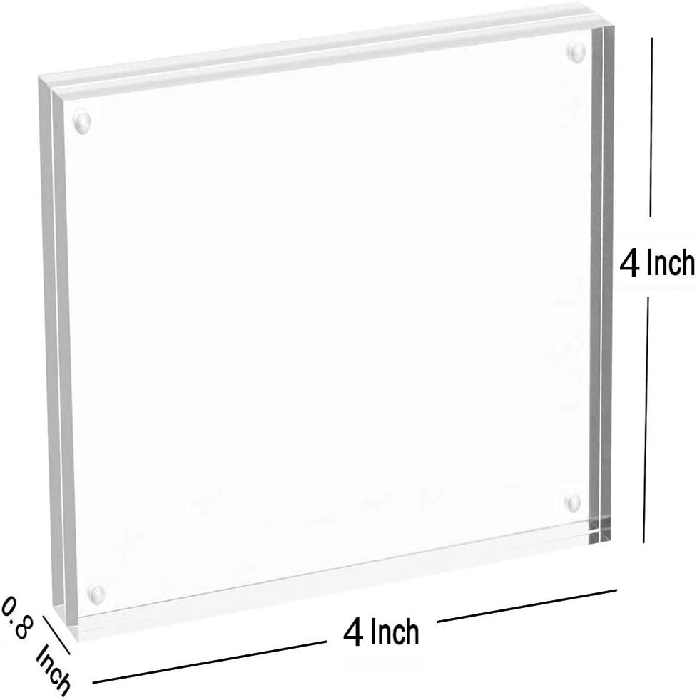Magicool Premium Acrylic Photo Frame- Magnet Photo Frame -Double Sied Thick Desktop Frames (4x4 2pack)