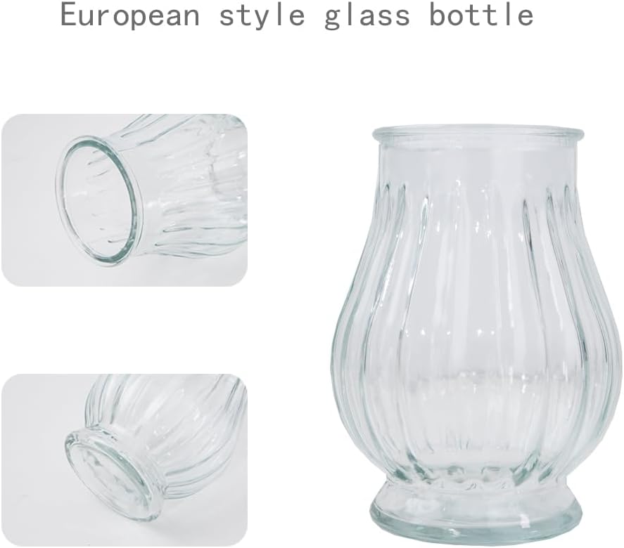 Artificial Peonies Silk Flowers in Glass Vase Faux Flowers Bouquets Modern Penoy Arrangement 4 Pack for Home Decoration Table Centerpiece (Pink)