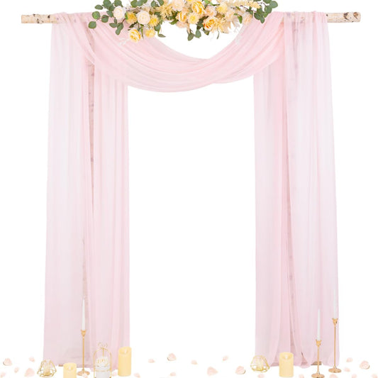 Socomi Blush Pink Wedding Arch Draping Fabric 29" x 20Ft 2 Panels Sheer Outdoor Curtain Drapes Extra Long for Bridal Baby Shower Ceremony Birthday Party Decor