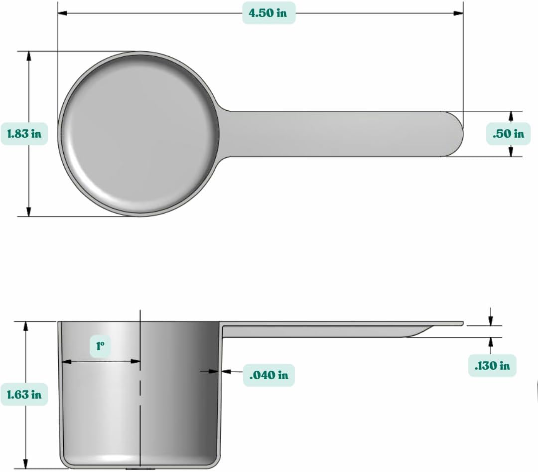 1/4 Cup (4 Tablespoon | 2 Oz. | 60 mL) Long Handle Scoop for Measuring Coffee, Pet Food, Grains, Protein, Spices and Other Dry Goods (Pack of 25)