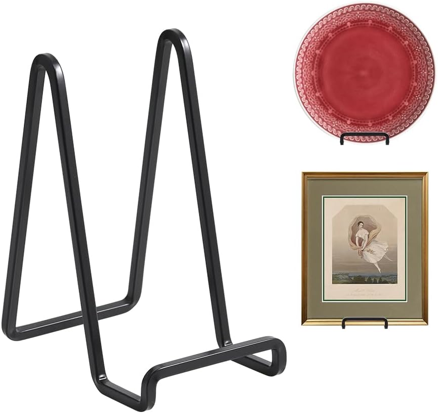 Plate Holder Easel Display Stand - 6 inch Metal Plate Stands for Display - Tabletop Picture Stand - Black Iron Easels for Display Pictures | Photo Frames | Book | Decorative Plates | Plaque - 2 Pack