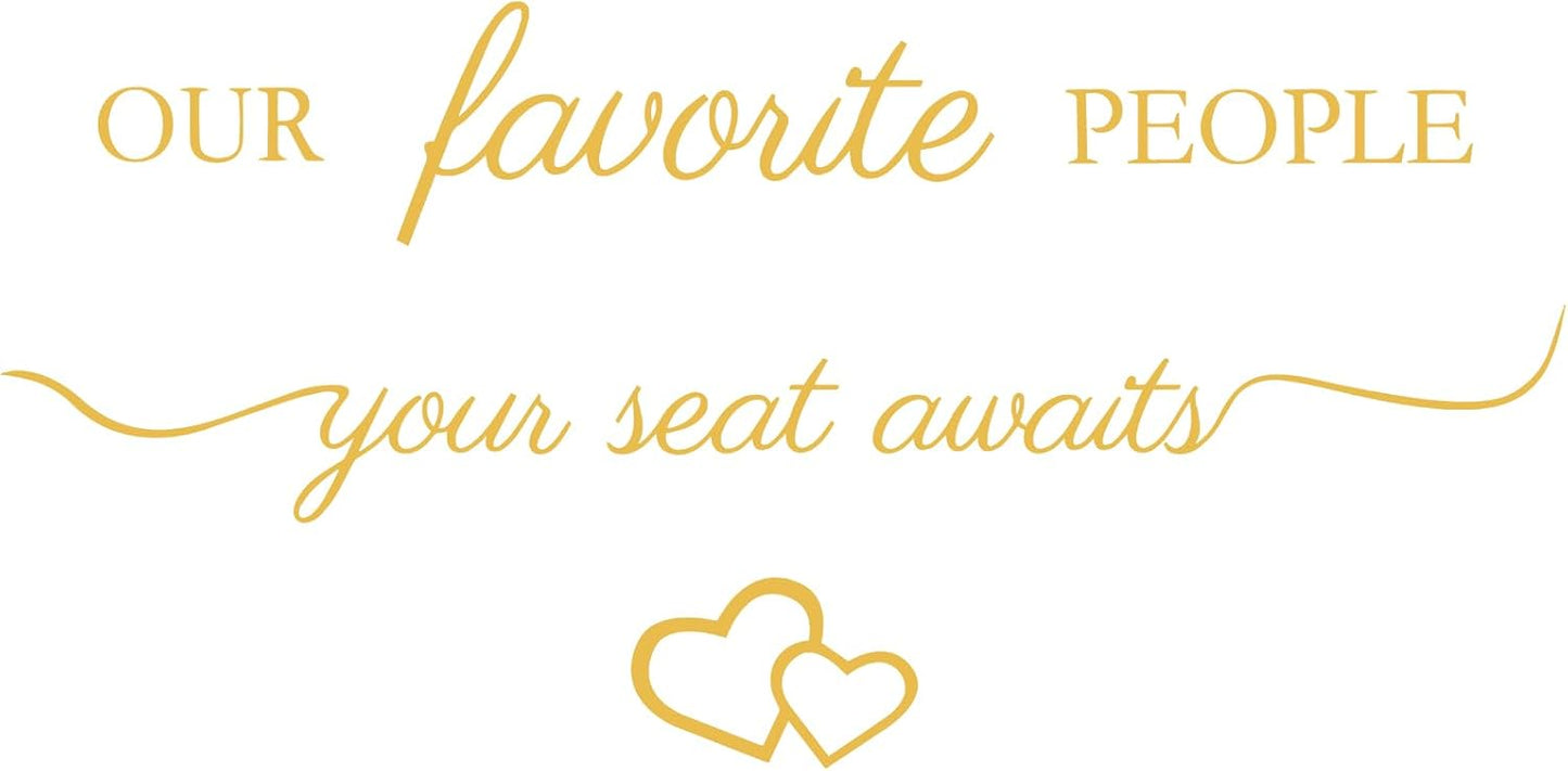 3 Pcs Wedding Seating Chart Decal Stickers DIY Our Favorite People Your Seat Awaits Vinyl Decal Wedding Sign Decor Seating Chart Board Mirror Stickers(Gold)
