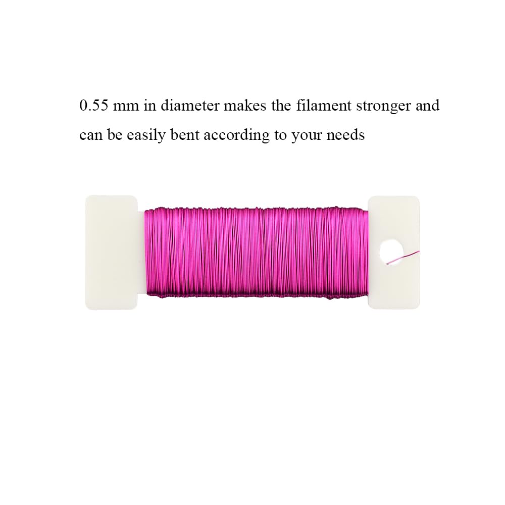 HAHIYO 26Gauge Rose Red Metal Floral Wire - 1 Roll, 38 Yards (115 Feet) - Flexible Paddle Wire for Craft, Christmas Wreath, Flower Arrangement, Bouquet Wrapping, Wedding, DIY