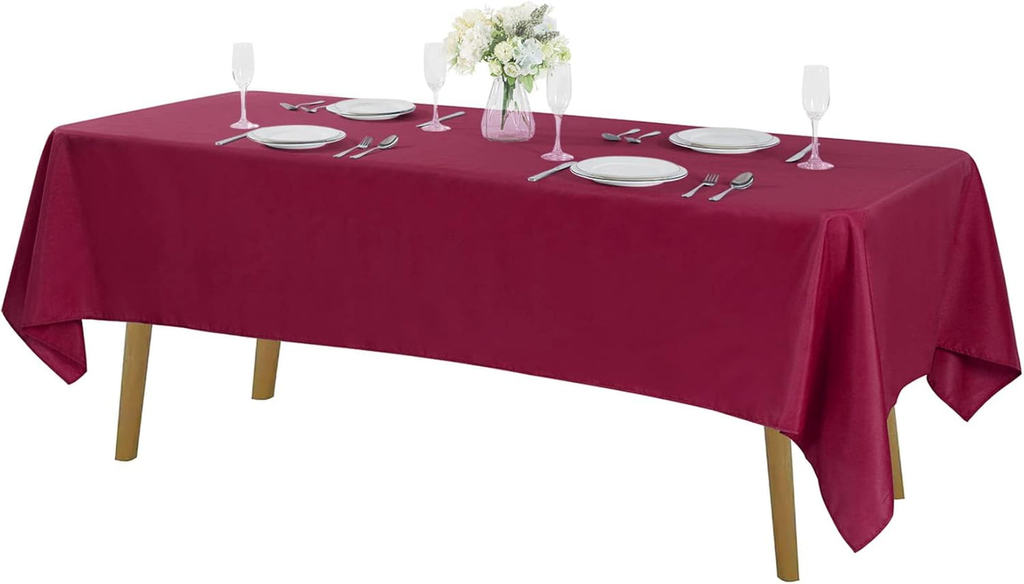Rectangle Tablecloth 60x102 inch Washable Polyester Fabric Table Cloth for Wedding Party Dining Banquet Decoration（60x102, Burgundy）
