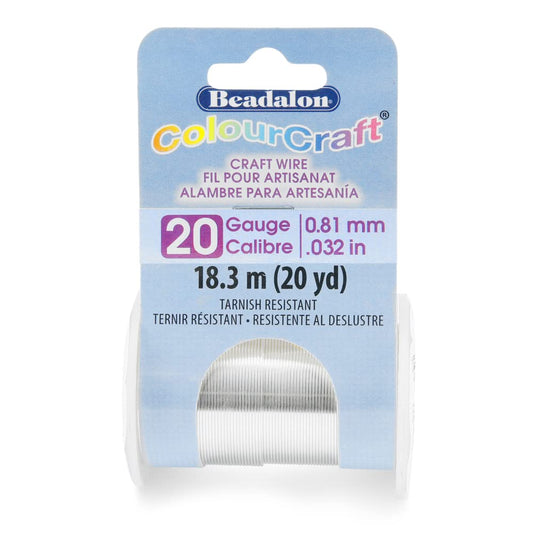Beadalon ColourCraft Wire, 20 Gauge, Silver Plated, 15 yd Spool