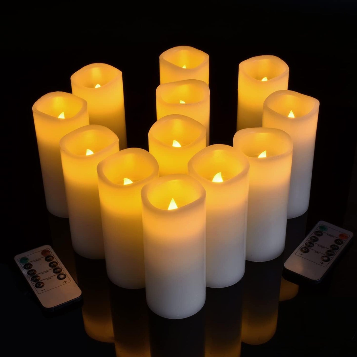 antizer Flameless Candles Battery Operated Real Wax LED Candles Set of 12 Battery Operated Candle with Remote Control for Party Wedding Holiday Decoration (D 2.2" X H 5")