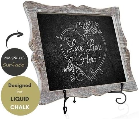 Tabletop Chalkboard Sign with Easel (11x13) + 8 Brilliant Liquid Chalk Markers | Rustic Brown, Melamine, Hand Crafted Sweetheart Frame - Multipurpose Small Chalkboard Sign